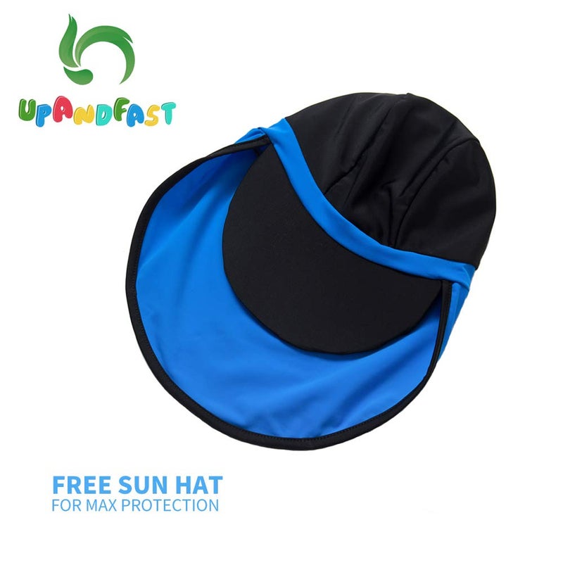 upandfast Kids One Piece Zip Sunsuit with Sun Hat UPF 50+ Sun Protection Baby Beach Swimsuit (Stripe2, 3-6 Months) - Image 3